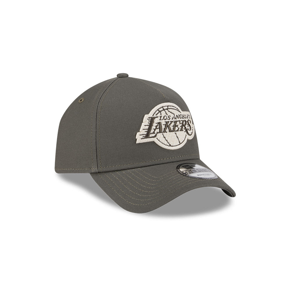 LA Lakers Hat - Moss Canvas Chainstitch 9Forty A-Frame NBA Snapback Cap - New Era